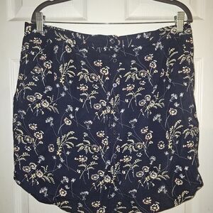 LOFT Dark Blue Floral Mini Skirt